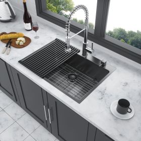 33 x 22 x 10 inch Kitchen Sink Drop In Gunmetal Black 16 Gauge Stainless Steel 33" Single Bowl Topmount Kitchen Sink Basin