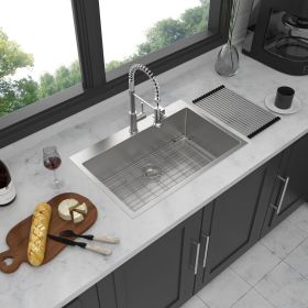 33 x 22 x 10 inch Kitchen Sink Drop In 16 Gauge Stainless Steel 33" Single Bowl Topmount Kitchen Sink Basin
