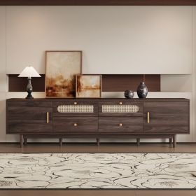 76 TV Stand With Drawers For Living Room Bedroom, Modern Chic Entertainment Center For TVs Up To 85 Inches, Entertainment Center With Storage (Option: Dark Brown)